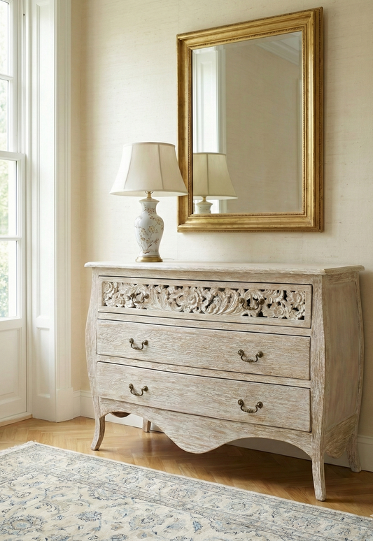 Cómoda colonial a medida teca con tallado artesanal AM202205241359