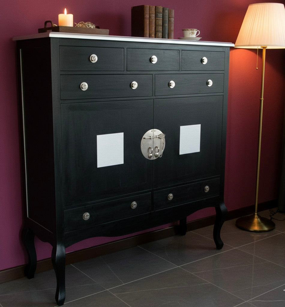 Cómoda colonial a medida teca con tallado artesanal AM202205241359