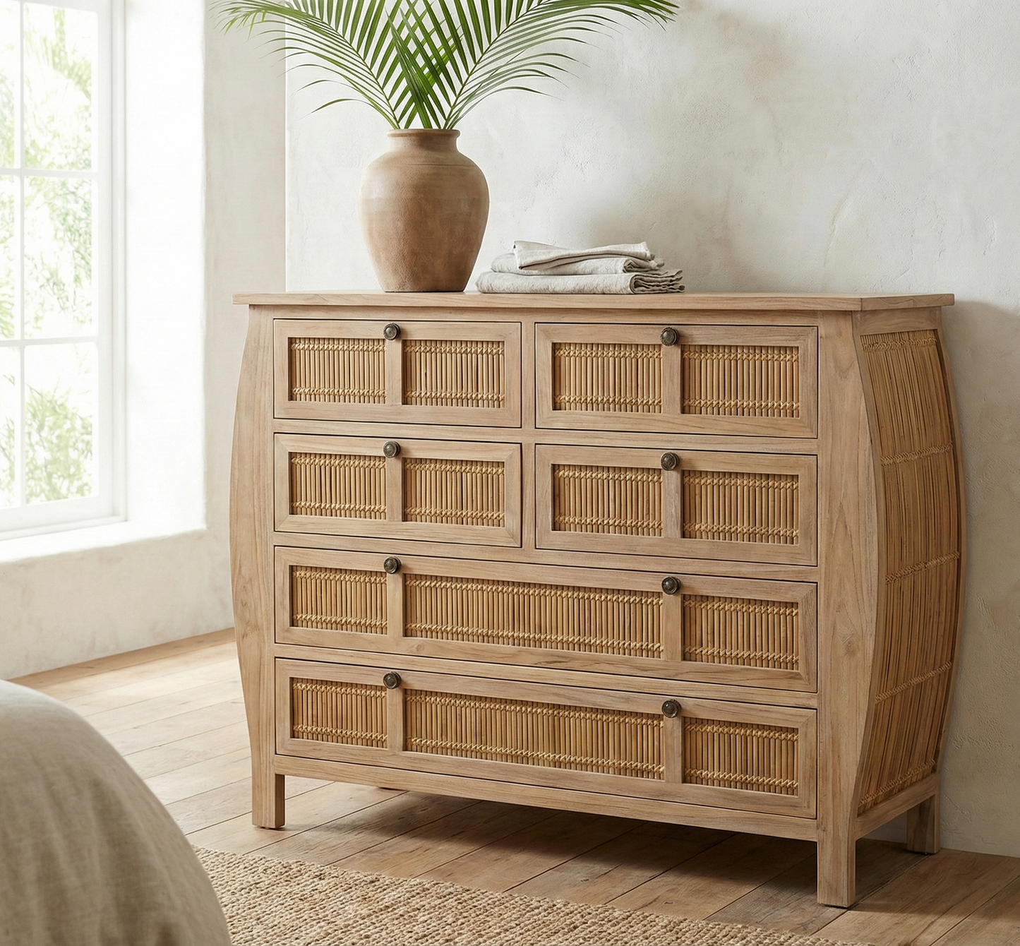 Cómoda colonial a medida teca y bambú AM36/56