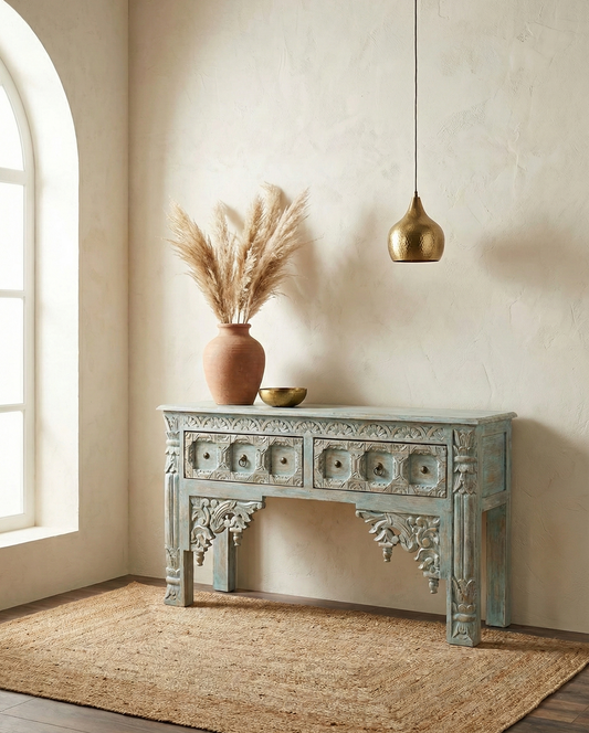 Consola colonial asiática india a medida teca