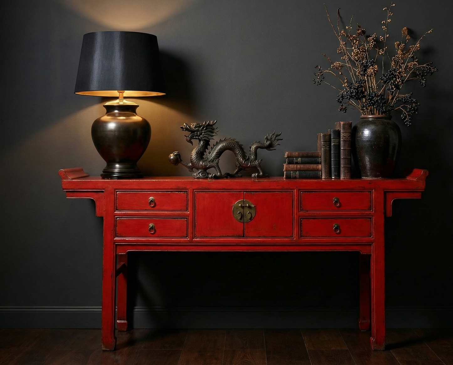 Consola colonial asiática china a medida teca 1809