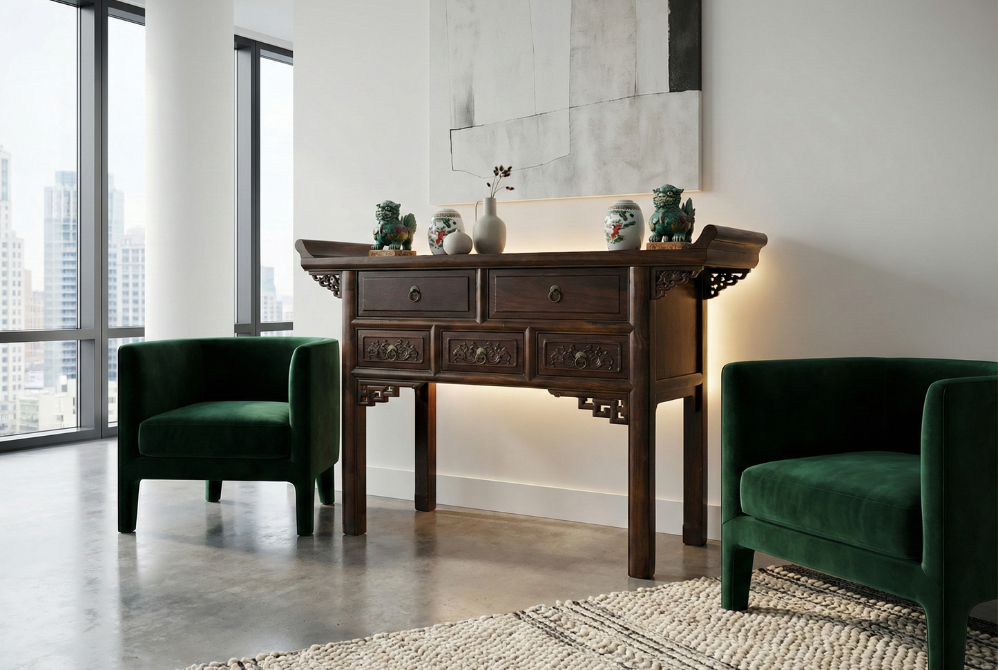 Consola colonial asiatica a medida teca china 34/48