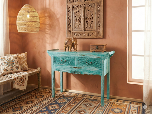 Consola colonial asiática a medida teca rustica 31/48