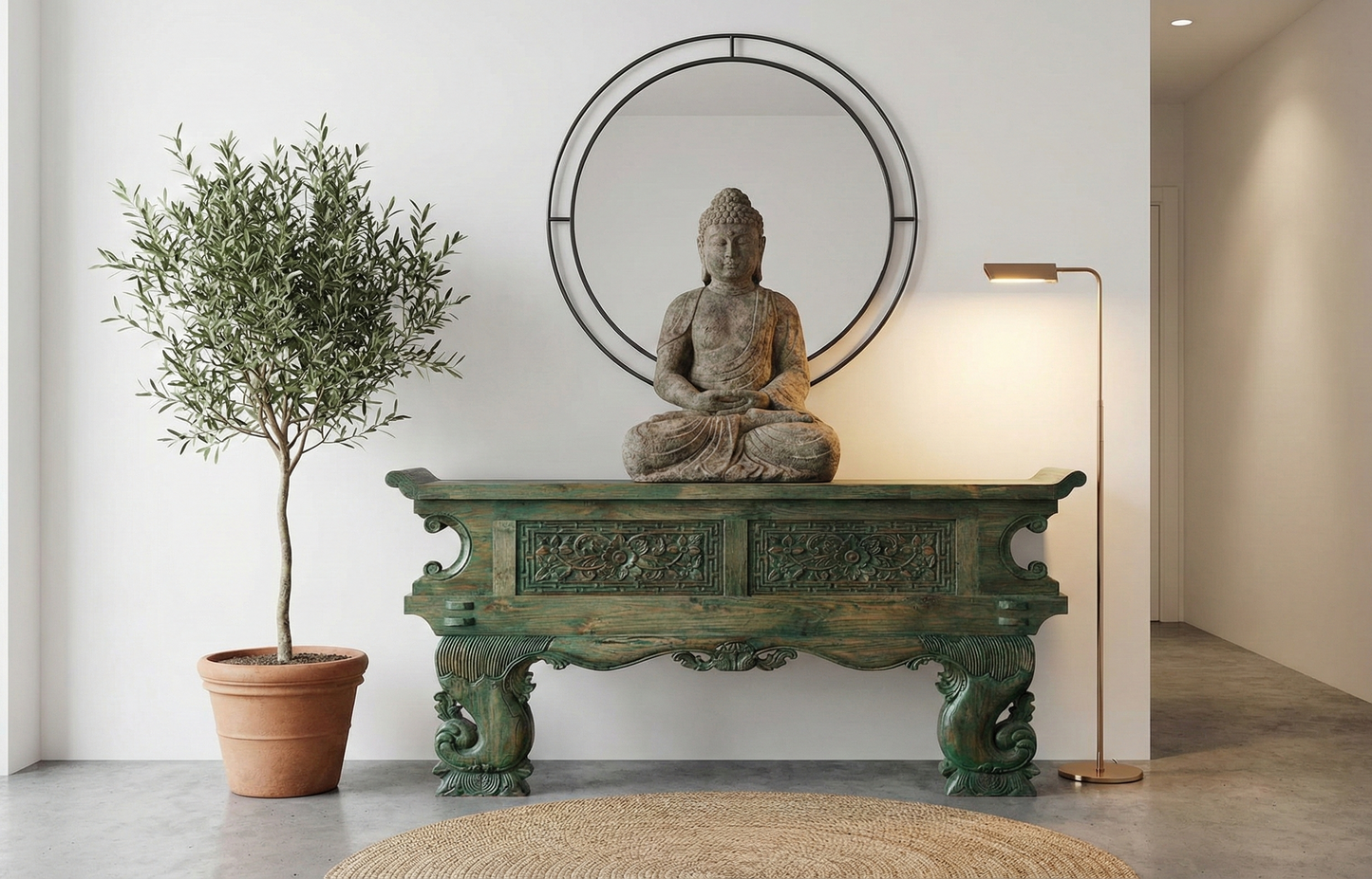 Consola colonial asiática a medida teca javanesa 1844