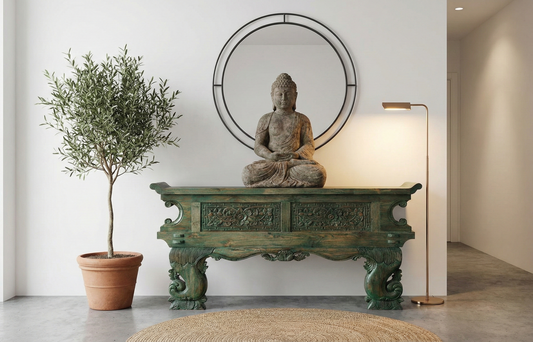 Consola colonial asiática a medida teca javanesa 1844