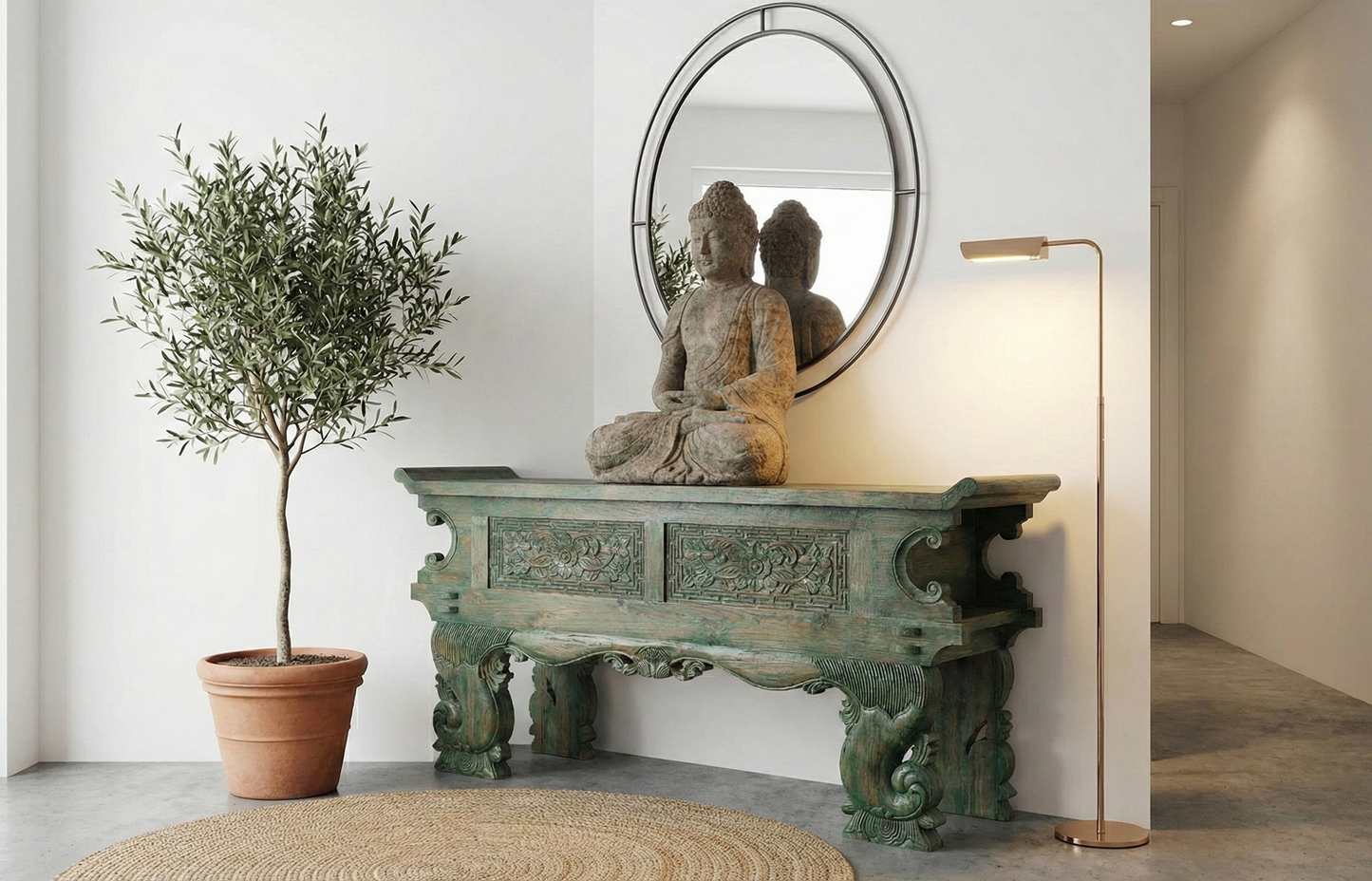 Consola colonial asiática a medida teca javanesa 1844