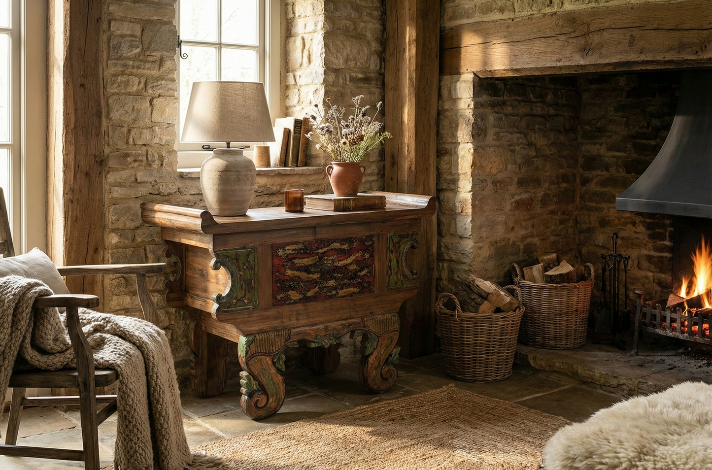 Consola colonial asiática a medida teca javanesa 1844