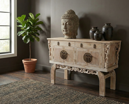 Consola colonial asiática a medida teca  33/48