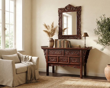 Consola colonial asiatica a medida teca china 34/48