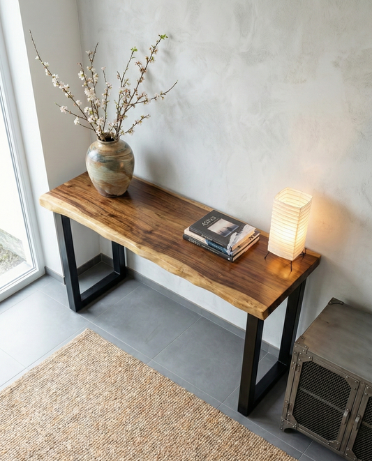 Consola colonial asiática a medida En madera de Suár  con pata metal