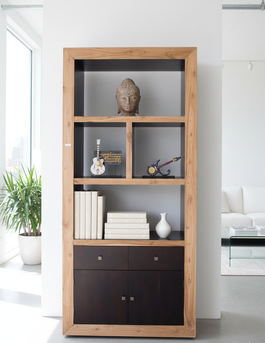 Librerías colonial asiática a medida teca 21/64