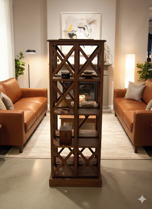 Librerías colonial asiática giratoria a medida teca 15/64