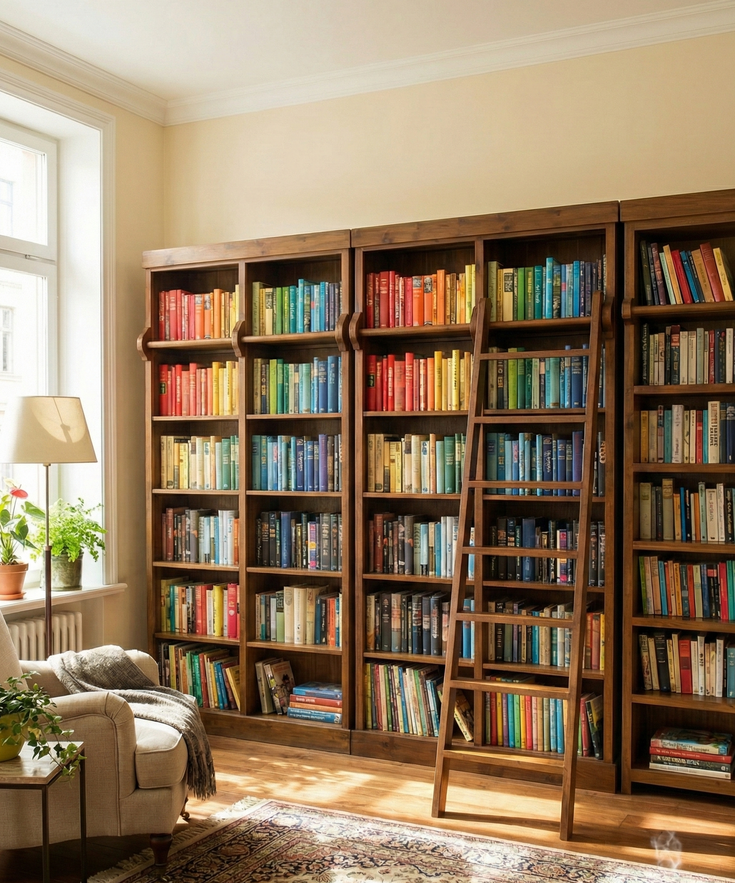 Librerías colonial asiática con escalera a medida 53/64