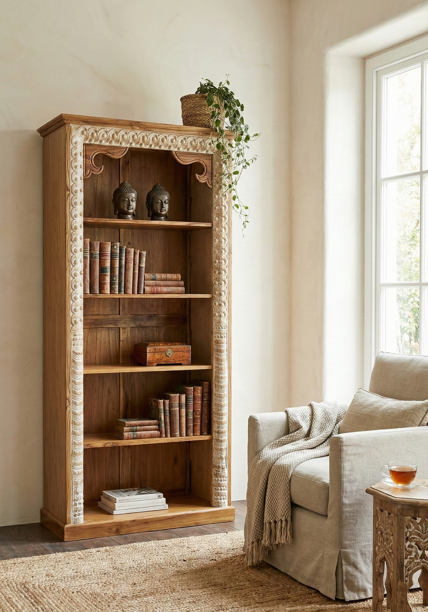 Librerías india colonial asiática a medida teca 01/64