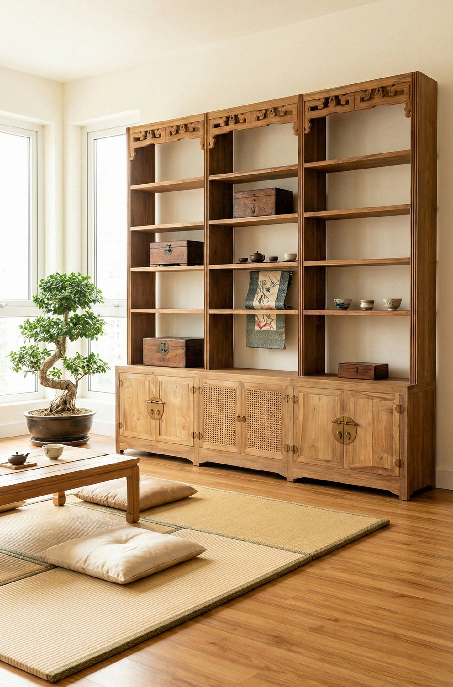 Librerías colonial asiática a medida teca 27/64