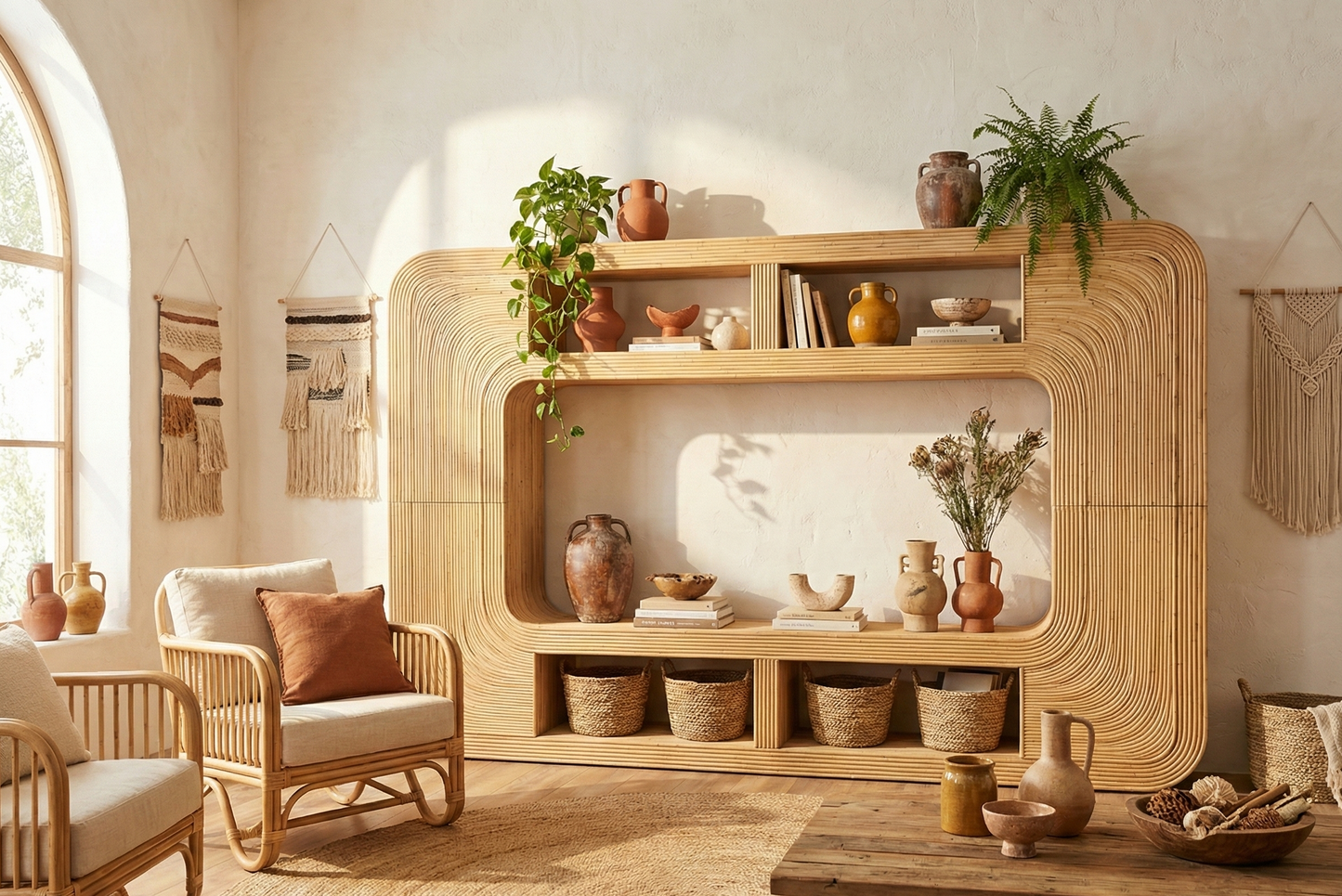 Librerías colonial asiática a medida en ratan 11/64