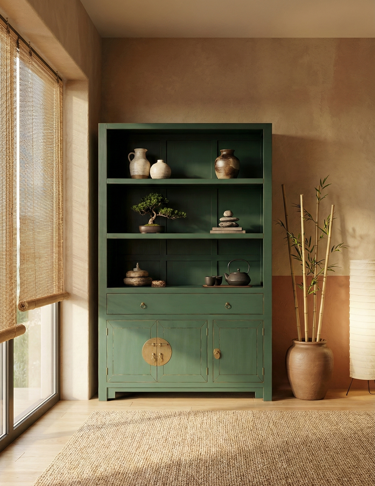 Librerías colonial asiática a medida teca 02/64