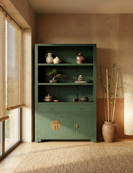 Librerías colonial asiática a medida teca 02/64