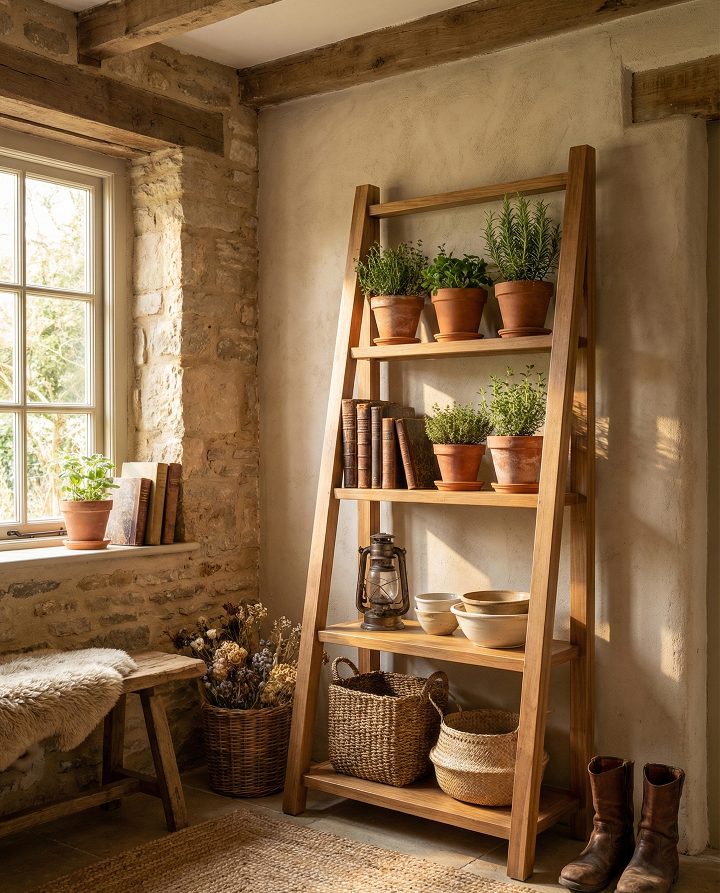 Librerías colonial asiática escalera a medida teca 49/64
