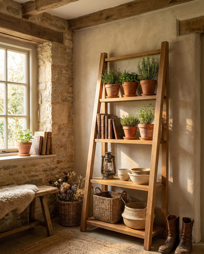 Librerías colonial asiática escalera a medida teca 49/64