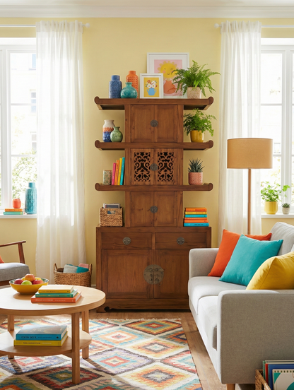 Librerías colonial asiática a medida teca 09/64