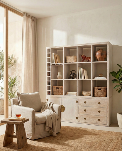 Librerías diseño colonial-asiático en madera de teca artesanal AM202109281412