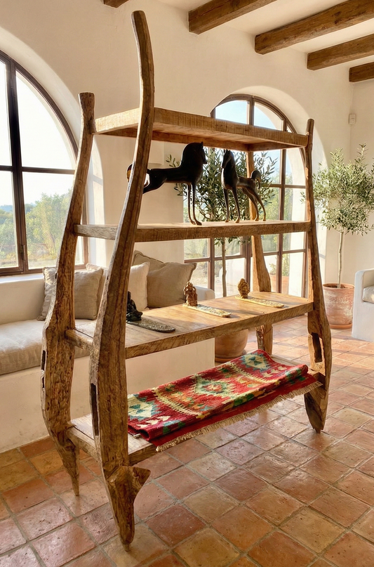 Librería Antik en madera de teca reciclada a medida AM-14485