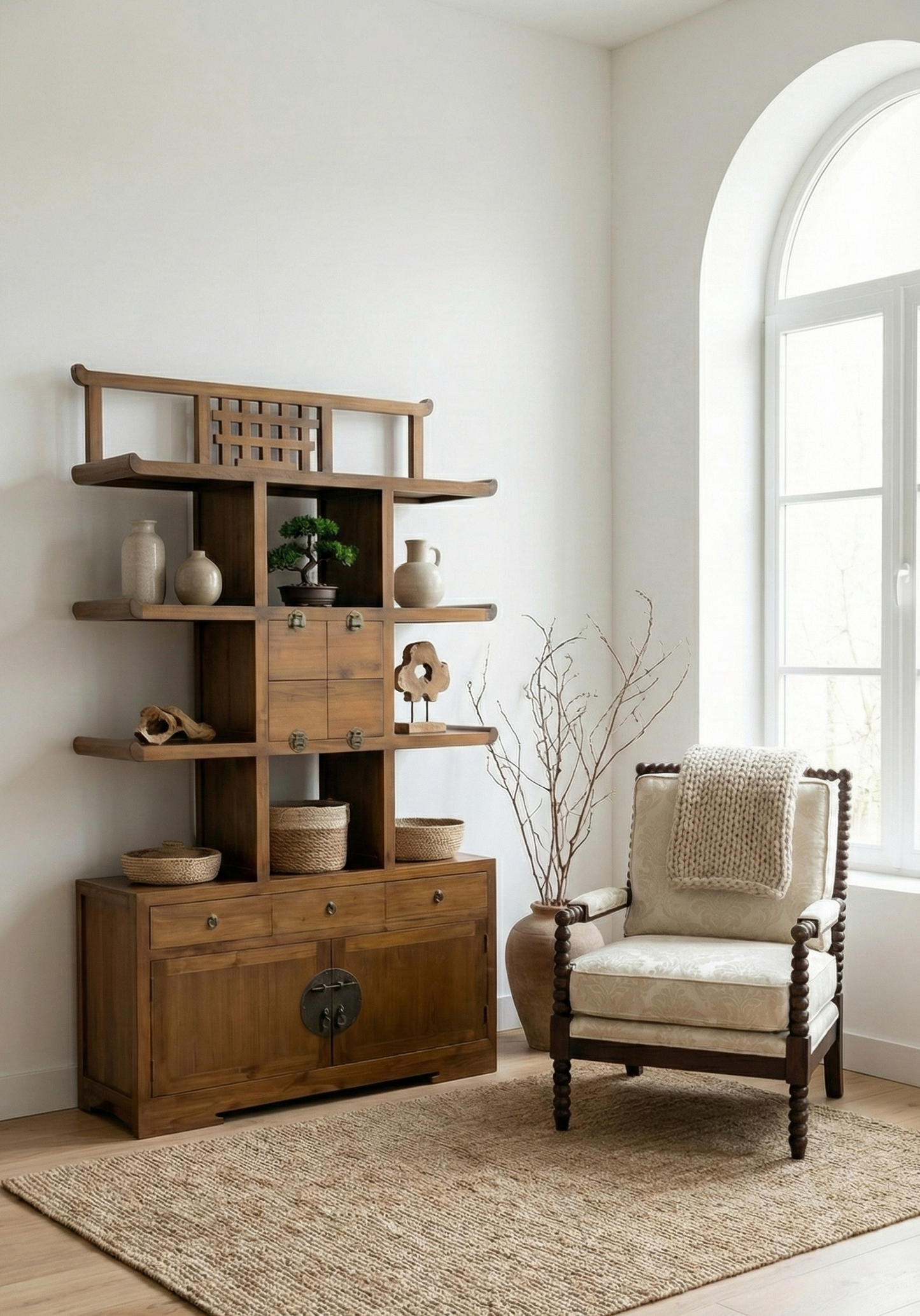 Librería asiática colonial a medida teca AM202201241721