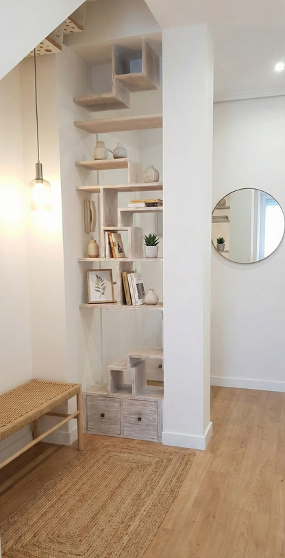 Librería colonial asiática a medida teca irregular 12/64