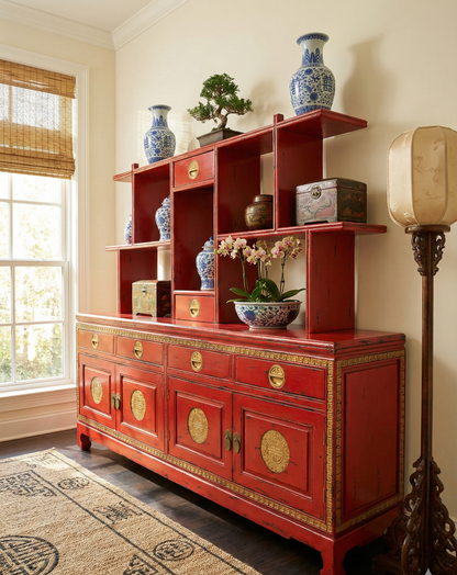 Librerías colonial asiática a medida teca 09/64