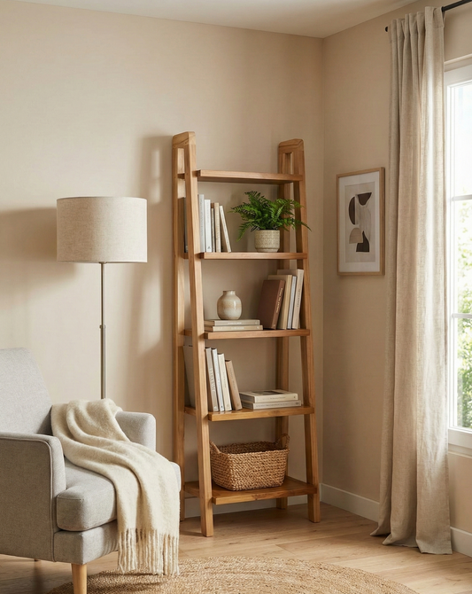 Librerías colonial asiática escalera a medida teca 49/64