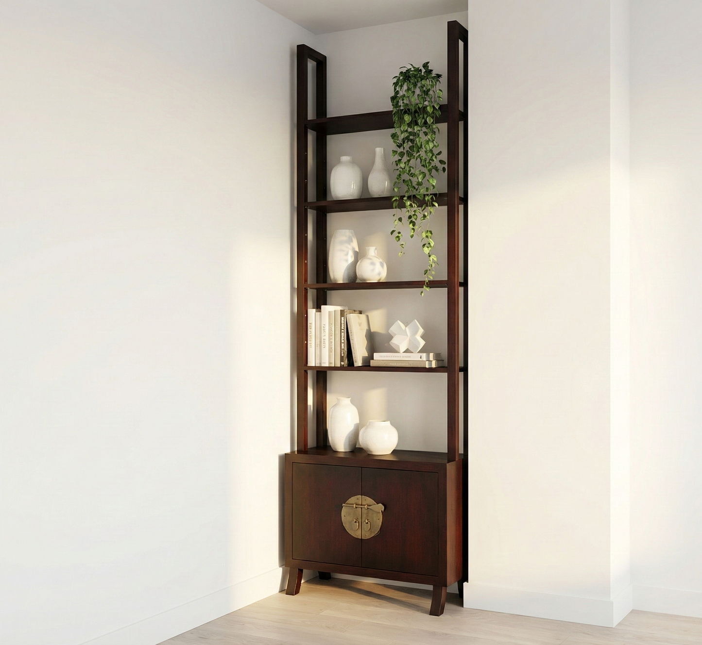 Librerías colonial asiática a medida teca 36/64