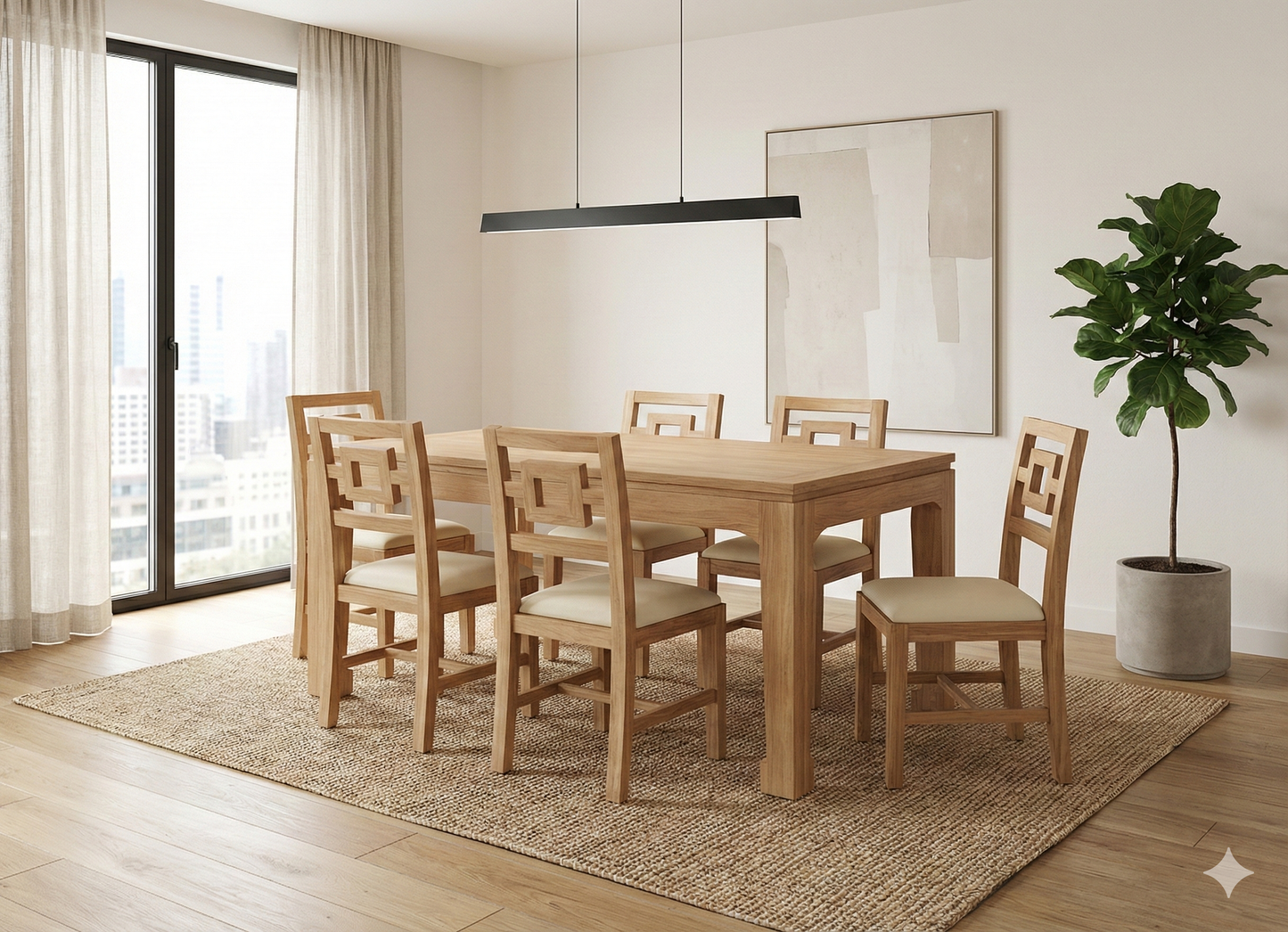 Mesas de comedor asiática fija o extensible colonial a medida teca 44/62