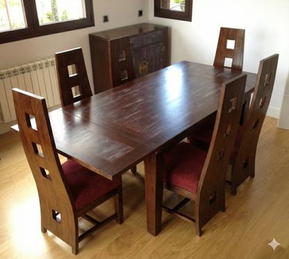 Mesas de comedor colonial asiática a medida fija o extensible teca 16/62