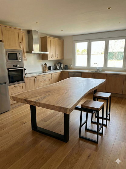 Mesa de comedor en madera maciza de Suar y patas de metal a elegir AM202211081213