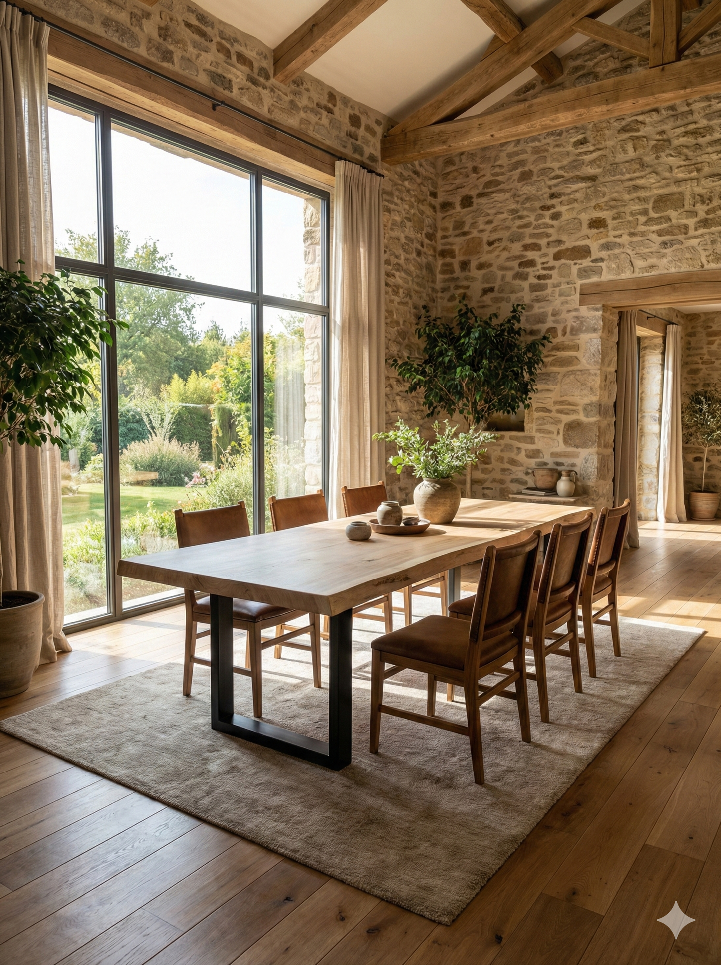 Mesa de comedor en madera maciza de Suar y patas de metal a elegir AM202211081213