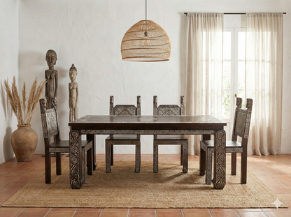 Mesa étnica de Timor en madera roja tallada a medida - AM-13967