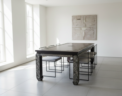 Mesa étnica de Timor en madera roja tallada a medida - AM-13967