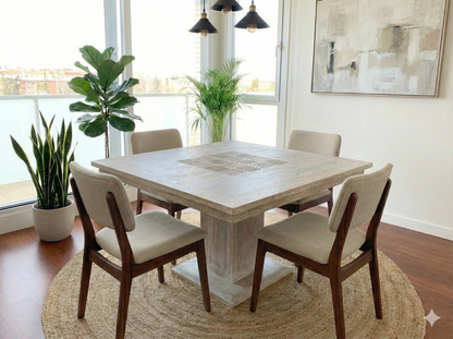 Mesa de comedor a medida tallada en madera de teca  AM202205061000