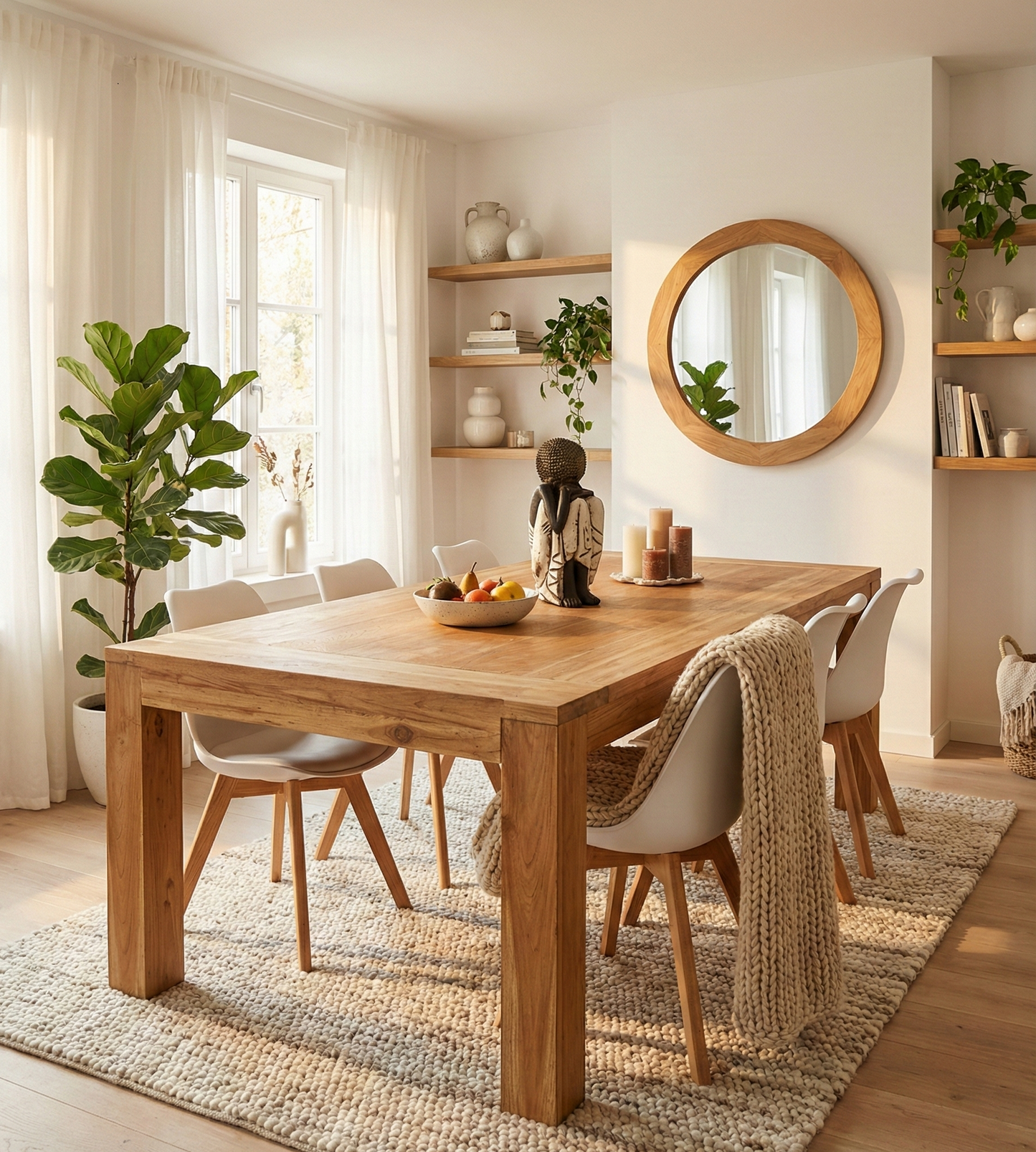 Mesa de comedor colonial a medida  en madera de teca reciclada AM-13940