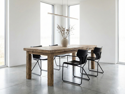 Mesa de comedor colonial a medida  en madera de teca reciclada AM-13940