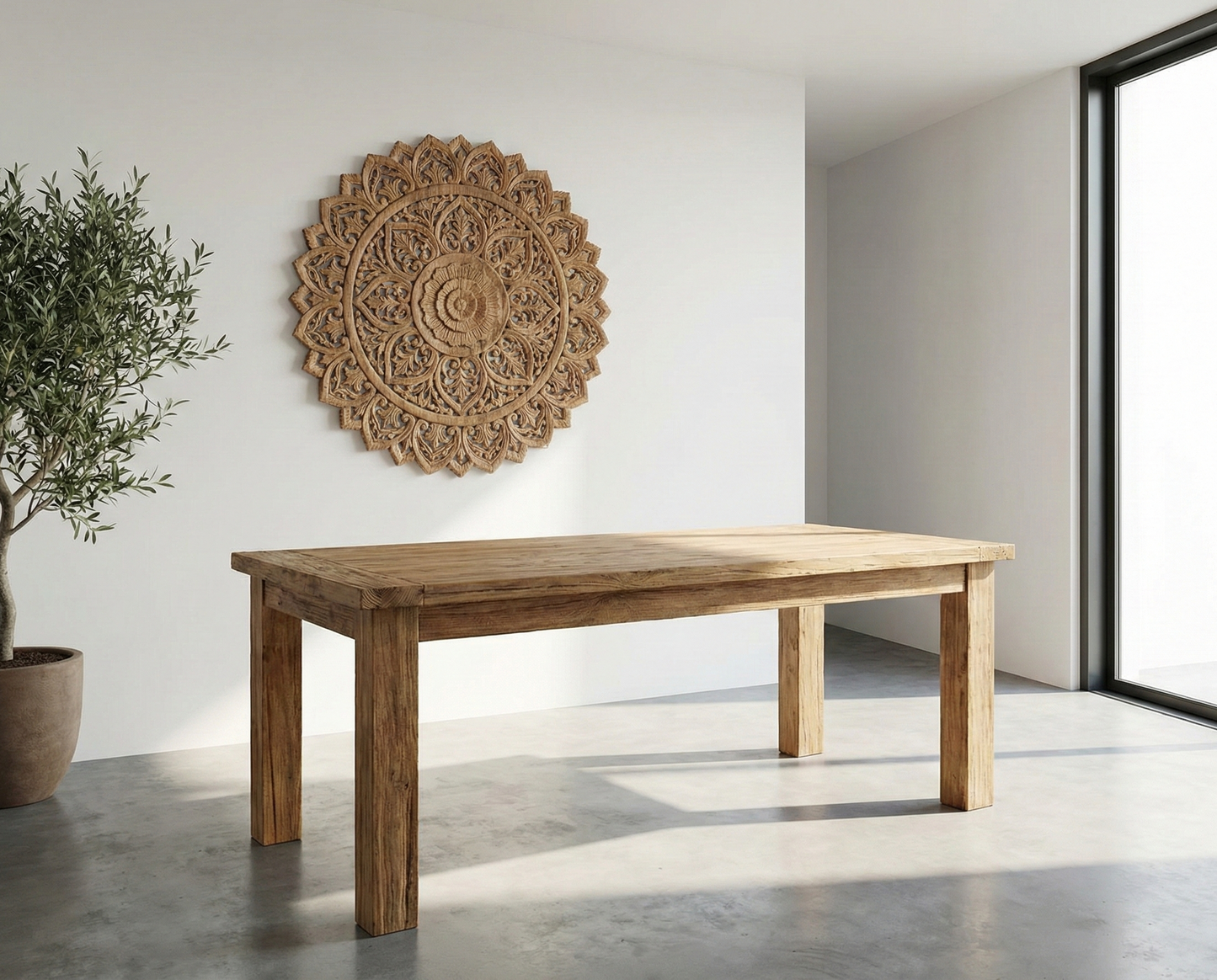 Mesa de comedor colonial a medida  en madera de teca reciclada AM-13940