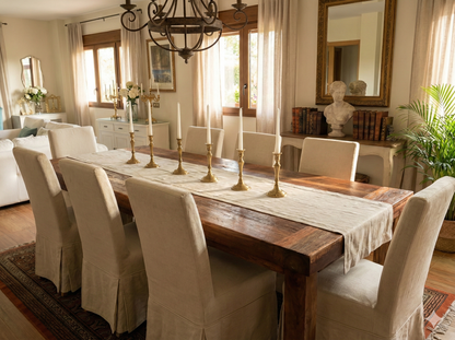 Mesa de comedor colonial a medida  en madera de teca reciclada AM-13940
