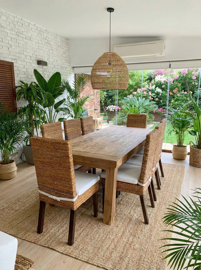 Mesa de comedor colonial a medida  en madera de teca reciclada AM-13940