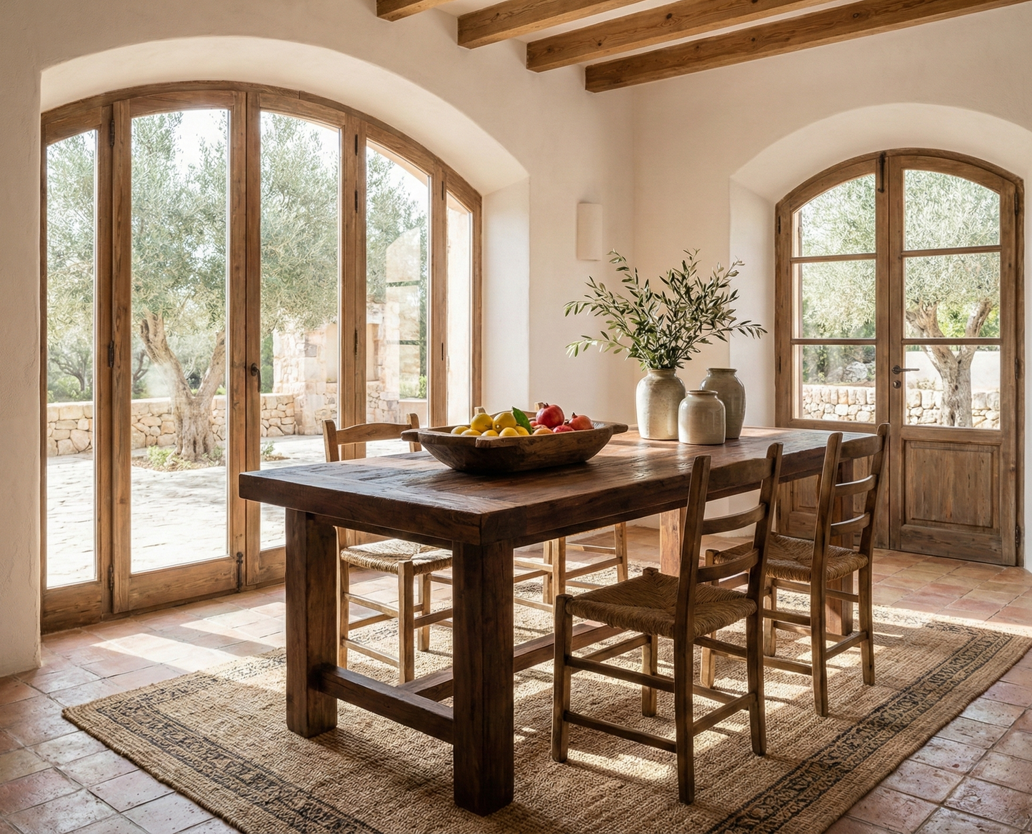 Mesa de comedor colonial a medida  en madera de teca reciclada AM-13940