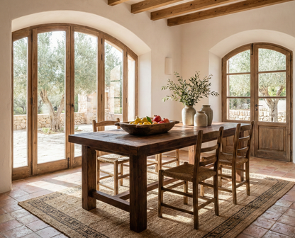 Mesa de comedor colonial a medida  en madera de teca reciclada AM-13940