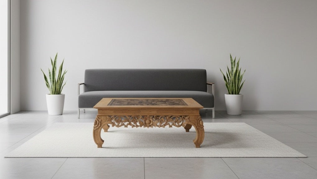 Mesas de centro opium tallada teca AM12/85