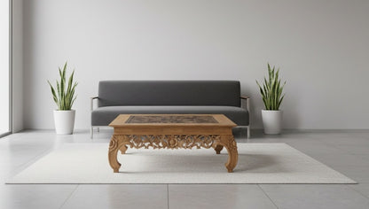 Mesas de centro opium tallada teca AM12/85