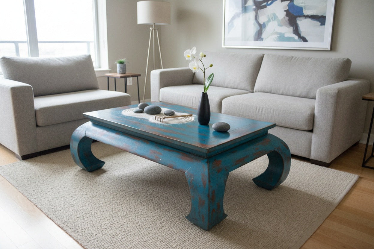 Mesas de centro colonial asiática opium teca 07/85