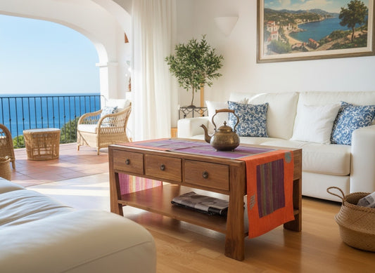 Mesa centro a medida colonial asiática 3 cajones en teca - AM-14601